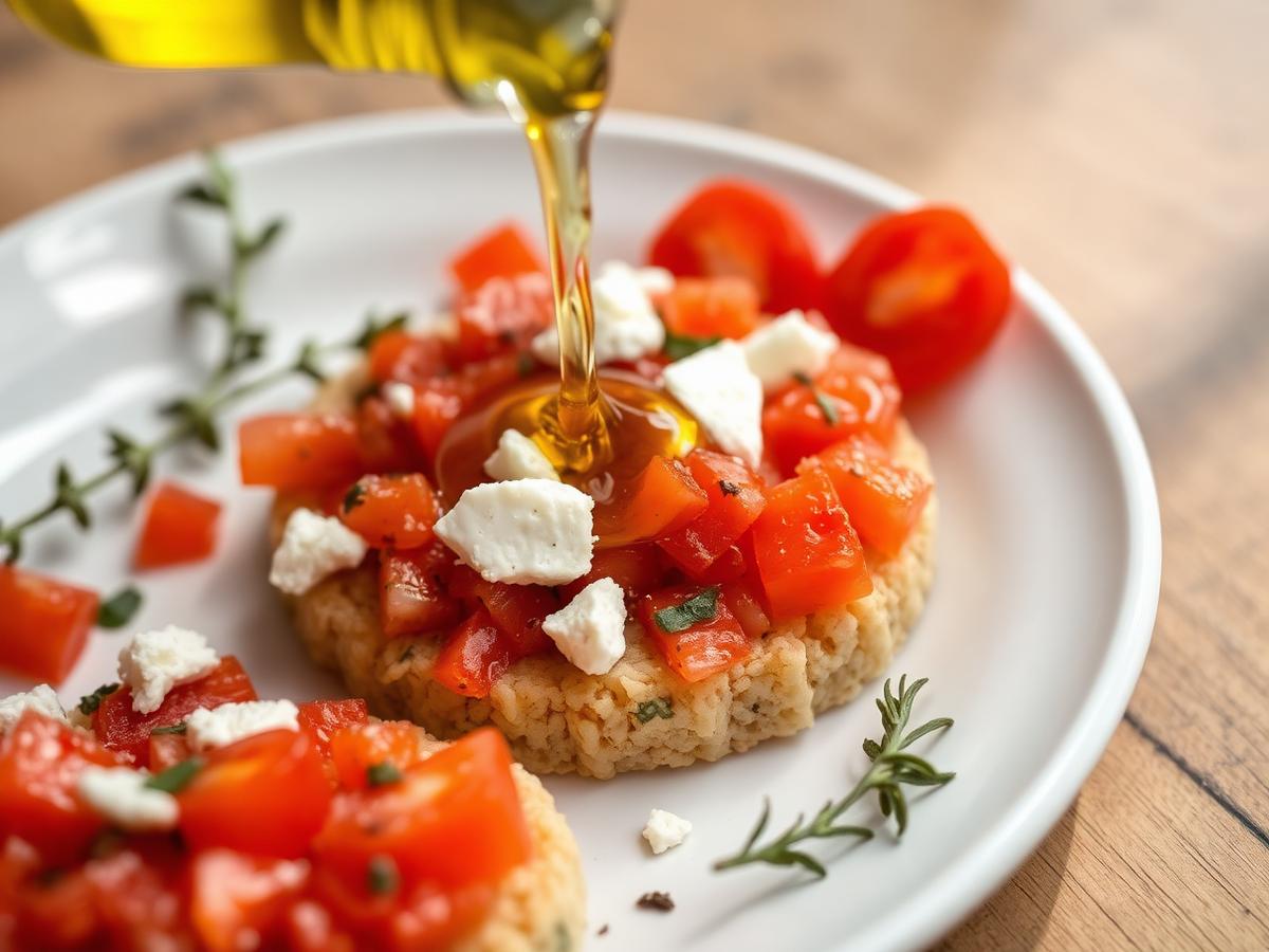 Dakos met tomaat, feta en olijfolie